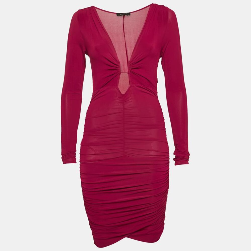 Isabel Marant Burgundy Jersey Ruched Jordana Dress M